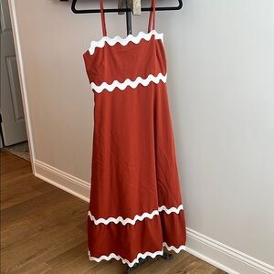 Viral Dress with White Wavy Trim